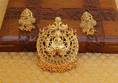 Gold Plated Temple Peacock Pendant Set T2807