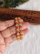 Gold Plated CZ Pink Stone Bangles T3129