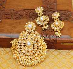 Gold Plated Pearl Stone Pendant Set T2812