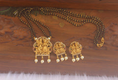 Temple Stone Black Beads Necklace Set T2200