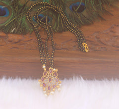 Ruby Stone Black Beads Necklace T2202