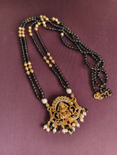 Gold Plated Temple Stone Black Beads Necklace T3138