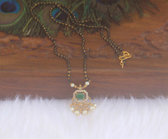 Gold Plated Stone Black Beads Necklace T2172