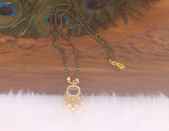 Gold Plated Stone Black Beads Necklace T2173