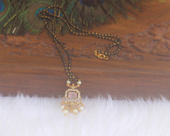 Gold Plated Stone Black Beads Necklace T2174