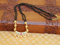 Designer Gold Plated Black Beads Necklace T2362