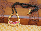Gold Plated Designer Black Beads Necklace T2364