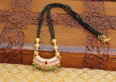 Designer Gold Plated Black Beads Necklace T2363