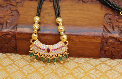 Designer Gold Plated Black Beads Necklace T2363