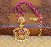 Matte Finish Peacock Pendant with Beads Necklace T2278