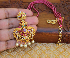 Matte Finish Peacock Pendant with Beads Necklace T2278