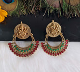 Gold Plated Temple Ganesh Stone Earrings T2848