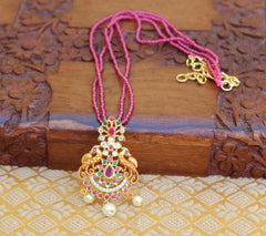 Matte Finish Peacock Pendant Beads Necklace T2281