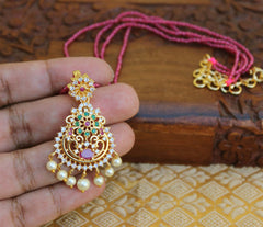Multicolor Pendant With Handmade Beads Necklace T2282