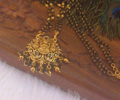 Lakshmi Temple Black Beads Necklace T2218