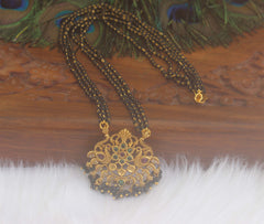 Multi Color Peacock Black Beads Necklace T2220