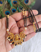 Gold Plated CZ Stone Temple Black Beads Necklace T3132