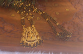 Long Temple Lakshmi Black Beads Necklace T2184