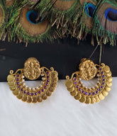 Temple Lakshmi Gold Plated Stone Earrings T2849