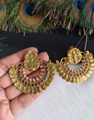 Temple Lakshmi Gold Plated Stone Earrings T2849