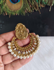 Gold Plated Temple Lakshmi Pearl Pendant T2853