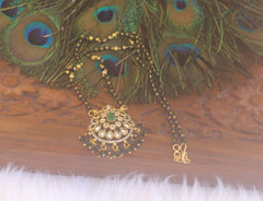 Gold Plated Stylish Black Beads Necklace T2186