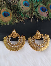 Gold Plated Temple Lakshmi Pearl Earrings T2851