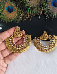 Gold Plated Temple Lakshmi Pearl Earrings T2851