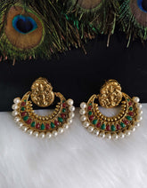 Temple Lakshmi Gold Plated Pearl Stone Earrings T2852