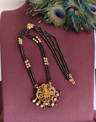 Gold Plated Temple Stone Black Beads Necklace T3154