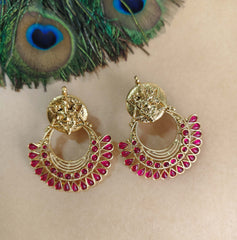 Temple Ganesh Gold Plated Stone Earrings T2843
