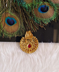 Temple Gold Plated Kempu Pendant T2858