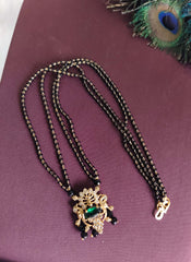 Gold Plated Peacock Stone Black Beads Necklace T3157