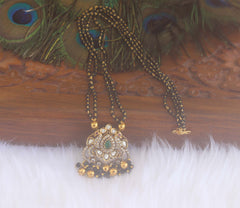 Peacock Stone Black Beads Necklace T2191