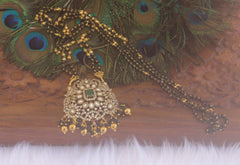 Designer Peacock Stone Black Beads Necklace T2194