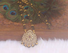 Designer Long Black Beads Necklace T2195