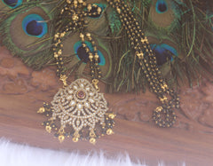 Designer Long Black Beads Necklace T2195