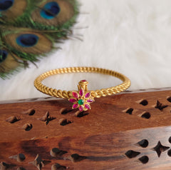 Gold Plated Floral Stone Kada T3120