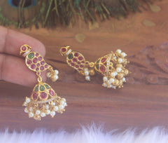 Gold Plated Multi Color Parrot Jumka Earrings T2237