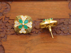 Matte Finish Green Stone Stud Earrings T2415