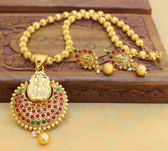 Gold Plated Temple Handmade Necklace Set T2606