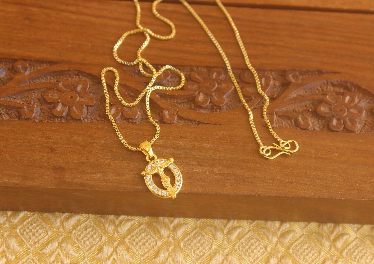 Gold plated stone cross pendant with chain Tanvi42