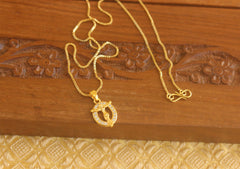 Gold plated stone cross pendant with chain Tanvi42