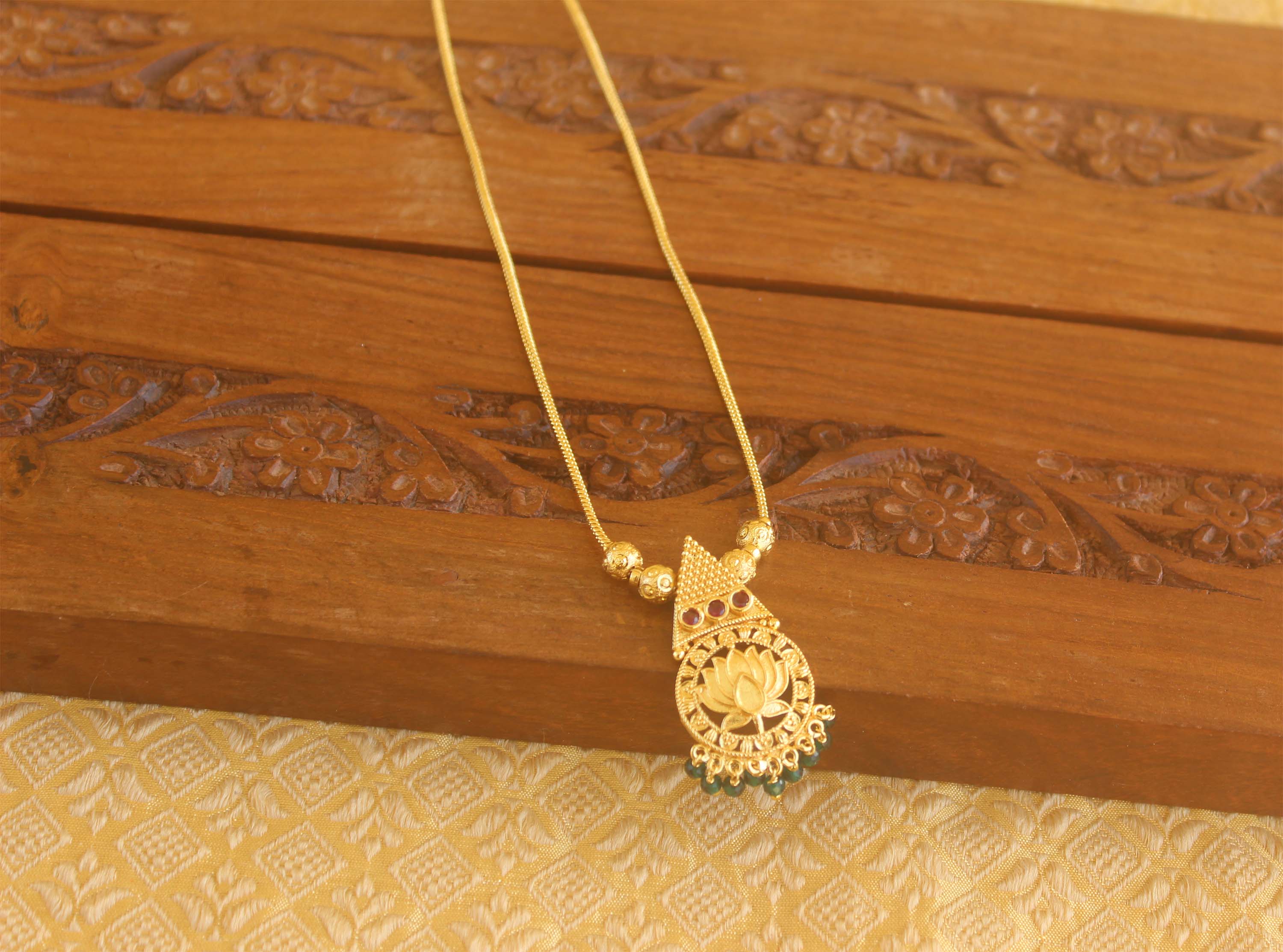 Gold plated Ruby Lotus necklace Tanvi97