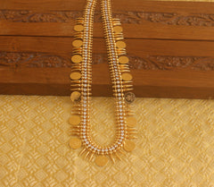 Designer Gold plated Temple coin long necklace  Tanvi47