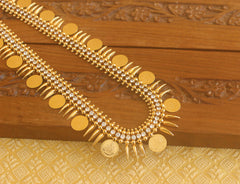 Designer Gold plated Temple coin long necklace  Tanvi47