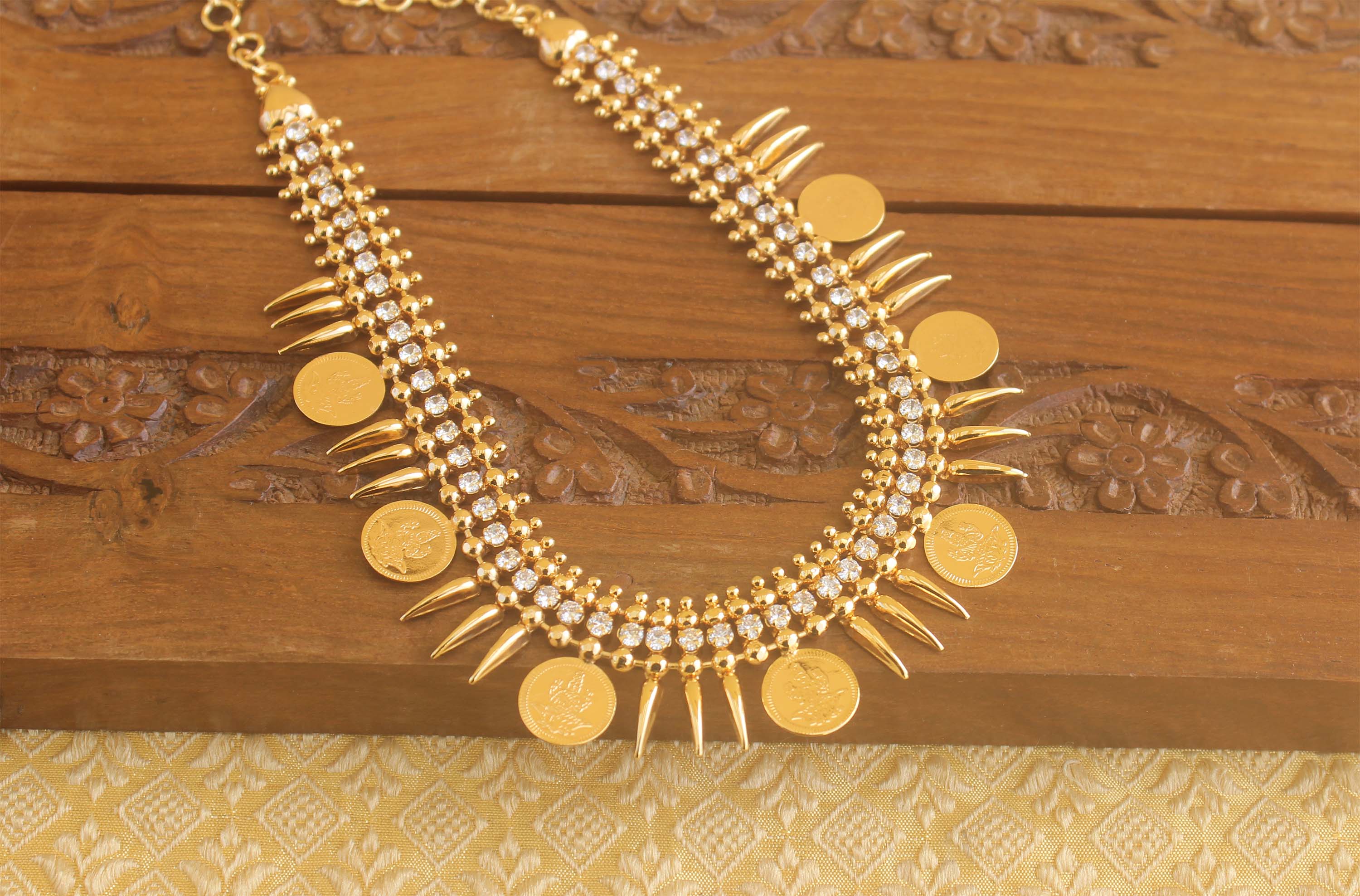 Designer Gold plated Temple coin necklace Tanvi48