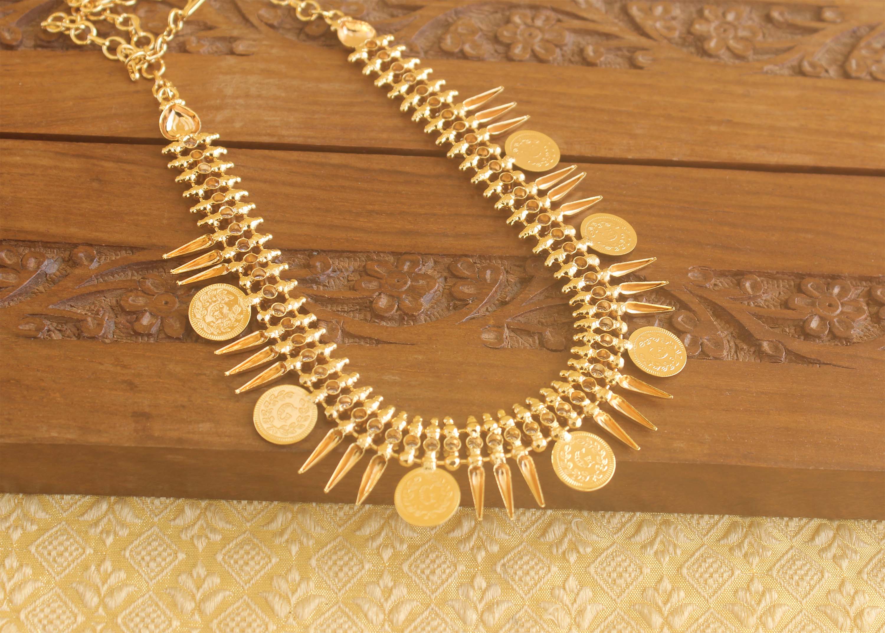 Designer Gold plated Temple coin necklace Tanvi48