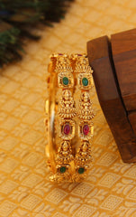 Matte Finish Temple Stone Bangles T2999