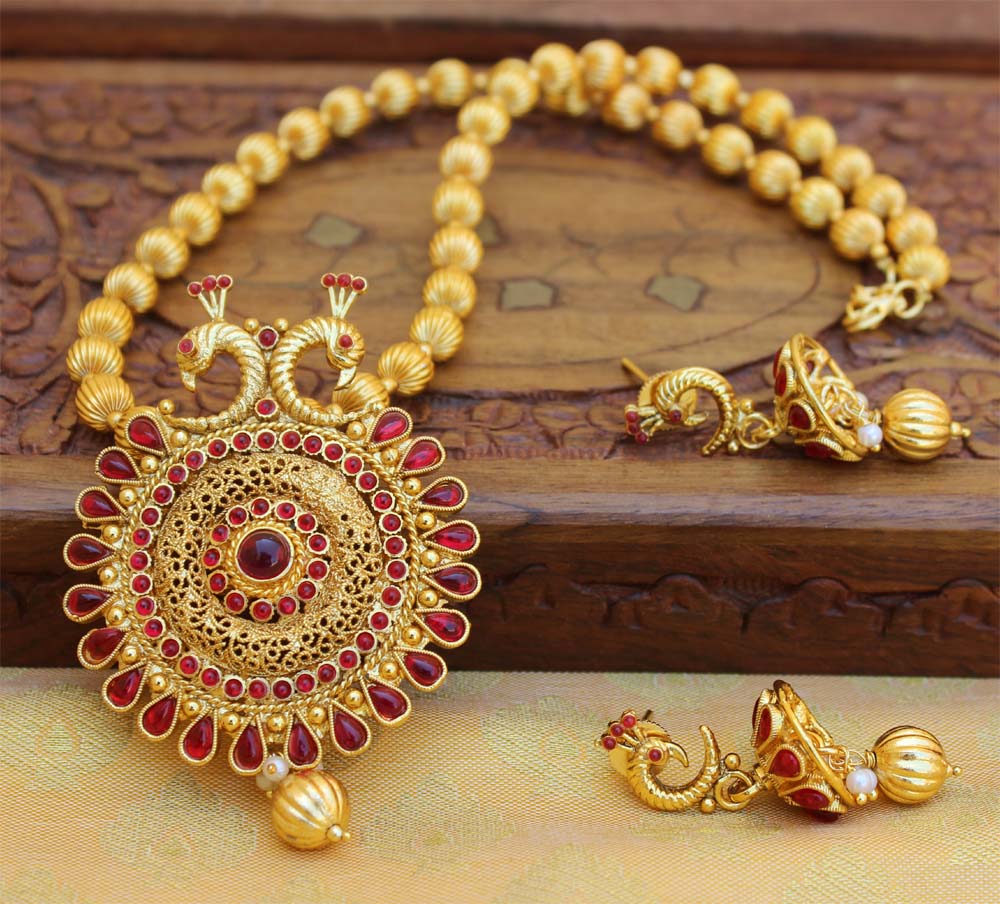 Gold Plated Peacock Handmade Necklace Set T2610